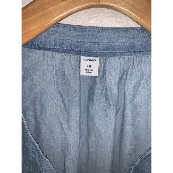 Women's Old Navy Tencel Tie-Neck Shift Dress for Women Blue‎ - Picture 4 of 8